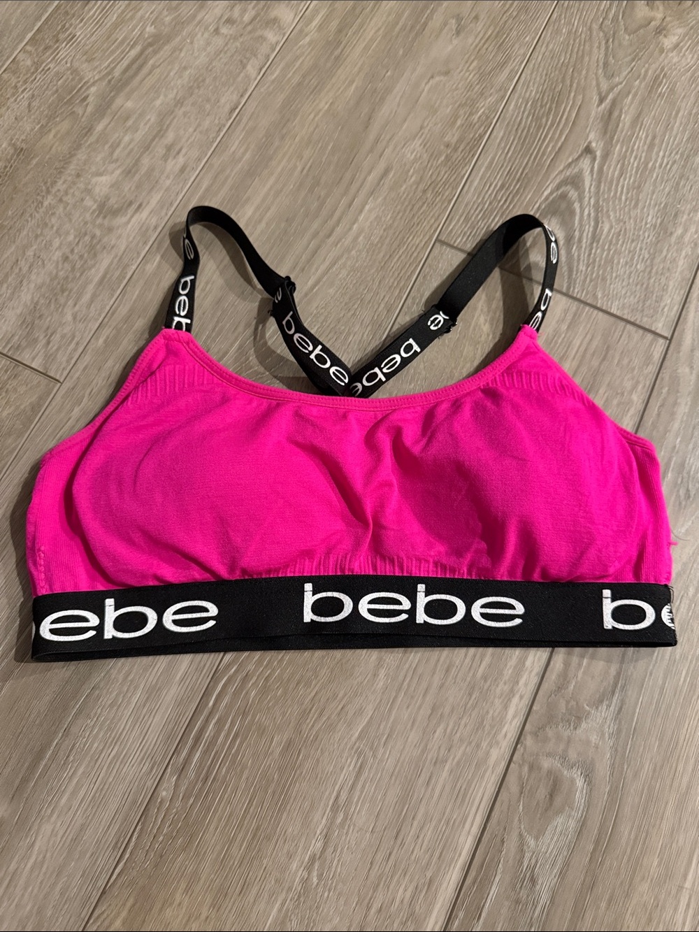 Bebe Neon Pink Sports Bra, Size L